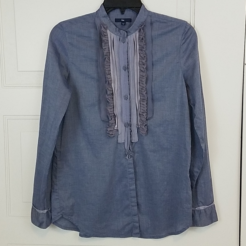 Gap Chambray Tuxedo Blouse